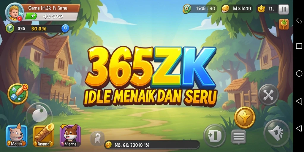 Tampilan gameplay <strong>365ZK</strong> menunjukkan interaksi santai dan sistem upgrade yang menarik.