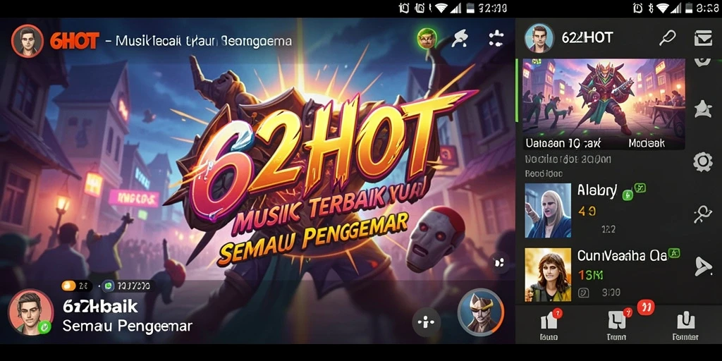 Tampilan utama gameplay 62HOT yang menarik dengan berbagai pilihan lagu.
