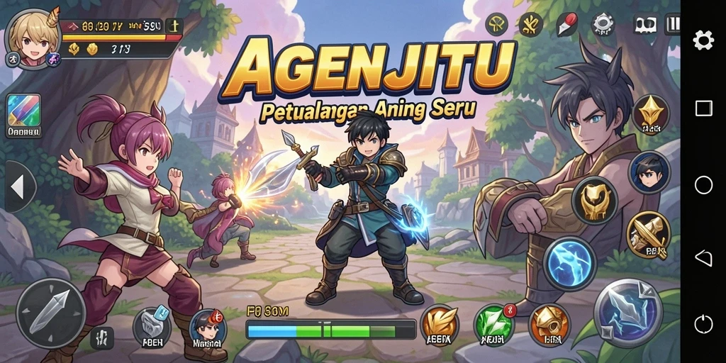 Tampilan gameplay AGENJITU dengan karakter Anime yang menarik.