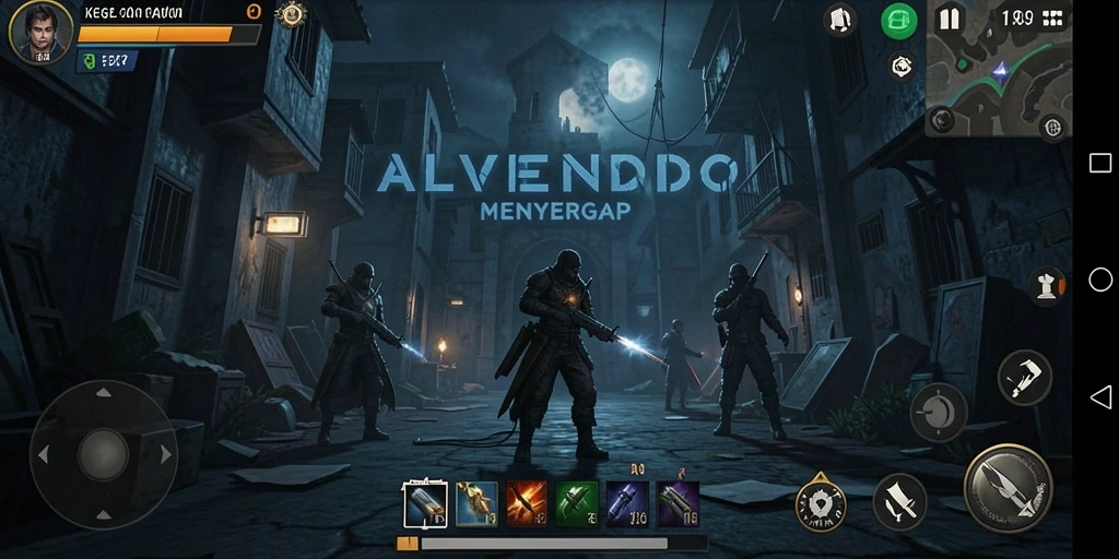 Tampilan gameplay ALVENDO yang menegangkan dan mencekam.