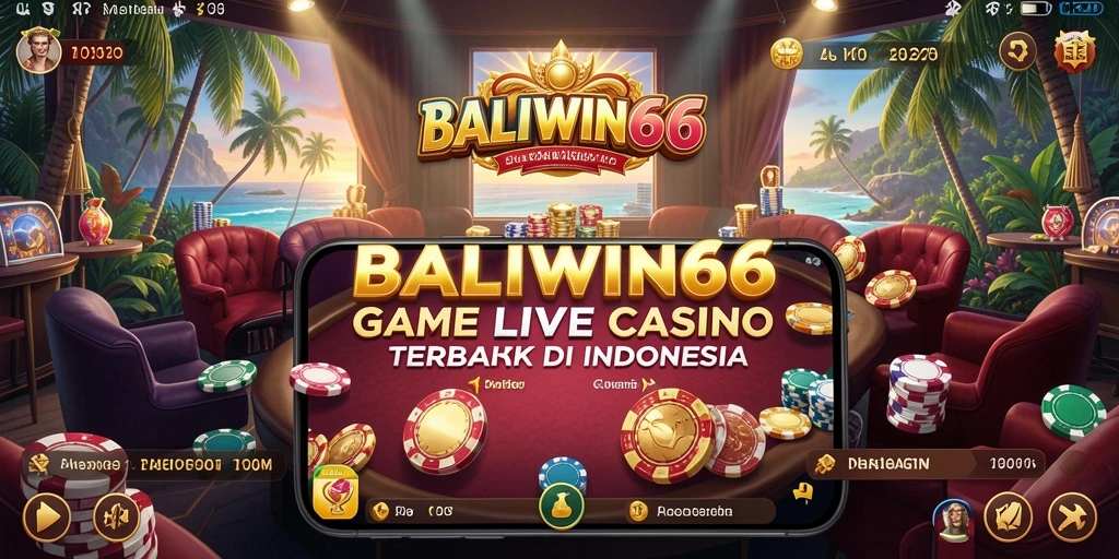 Screenshot gameplay BALIWIN66 menunjukkan dealer langsung dan suasana kasino yang nyata.