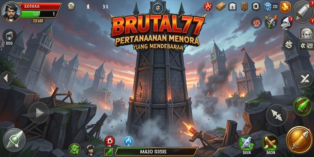 Tampilan gameplay Tower Defense yang intens dan mendebarkan.