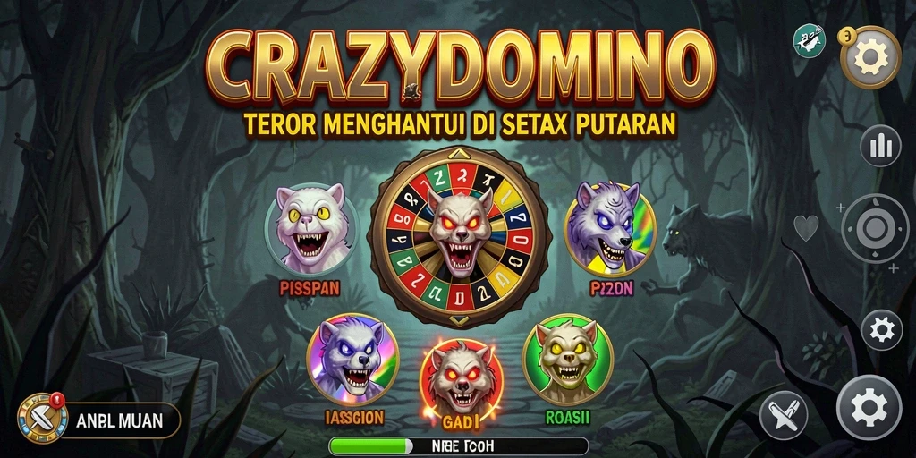 Tampilan gameplay seram dari CRAZYDOMINO yang menantang keberanian Anda.