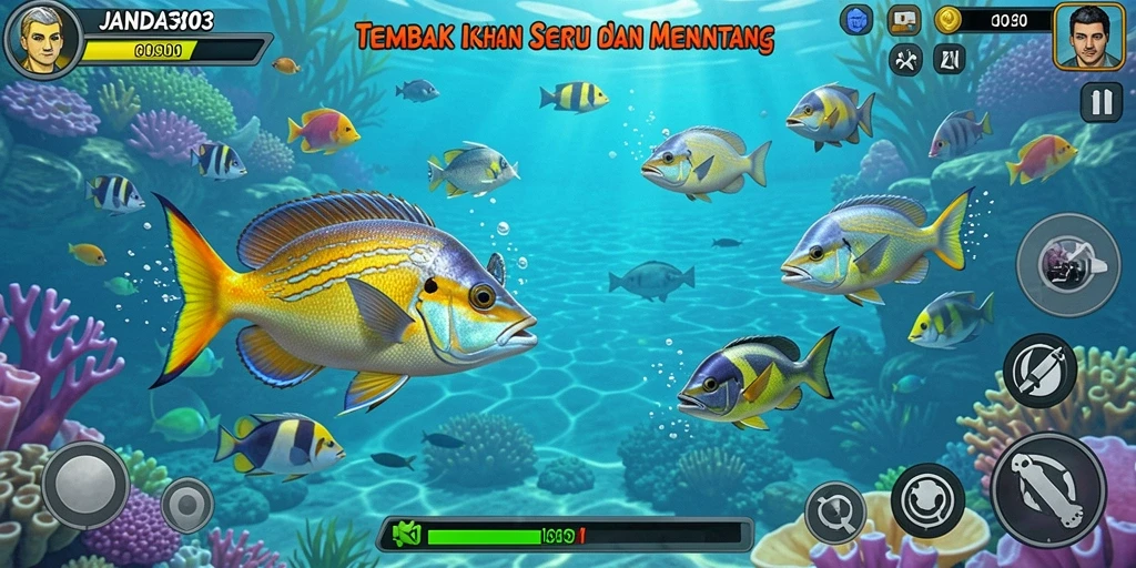 Tampilan menarik dari gameplay JANDA303 yang menampilkan aksi tembak ikan.