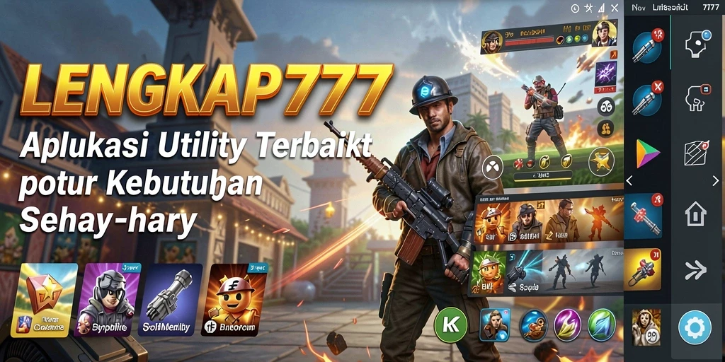 Tampilan antarmuka aplikasi Utility LENGKAP777 yang sederhana dan elegan.