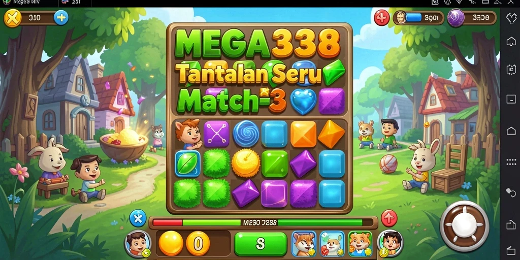 Tampilan menarik dari gameplay Match-3 di MEGA338.