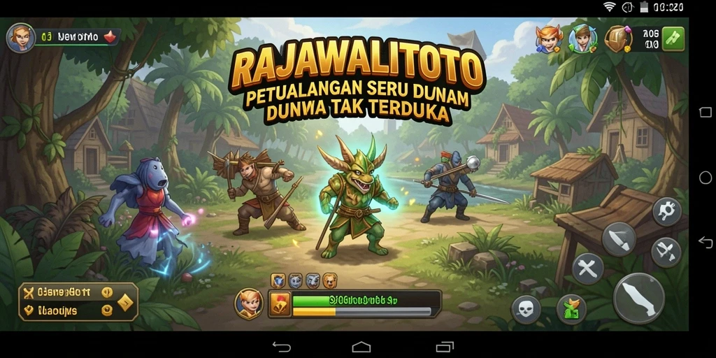 Screenshot gameplay RAJAWALITOTO dengan karakter menjelajahi dunia petualangan.