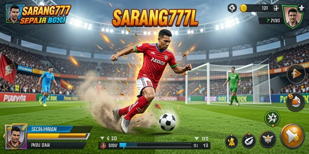 Tampilan dinamis dalam game sepak bola SARANG777 yang menegangkan.