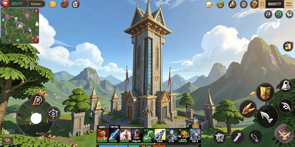 Screenshot utama SOV777 menampilkan aksi seru dalam Tower Defense.