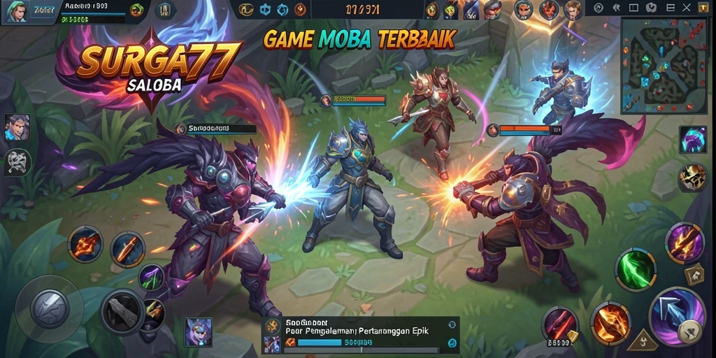 Tampilan permainan MOBA yang seru dan mendebarkan dalam SURGA77.