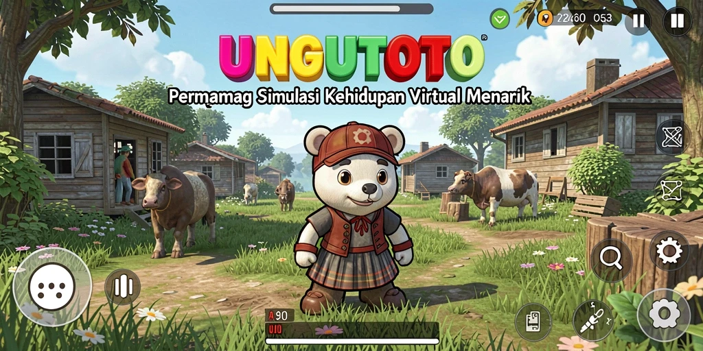 Tampilan gameplay menarik dari UNGUTOTO yang menggambarkan kehidupan virtual.